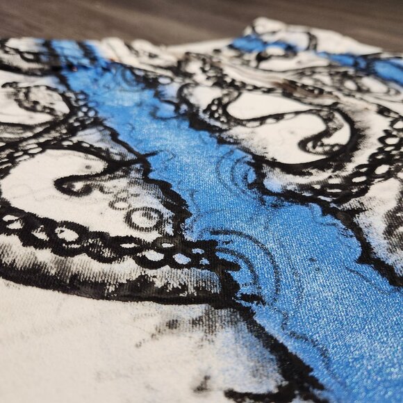 Whimsical octopus and sea hand-painted artsy jeans size 32 from Levi Stauss - Picture 11 of 13